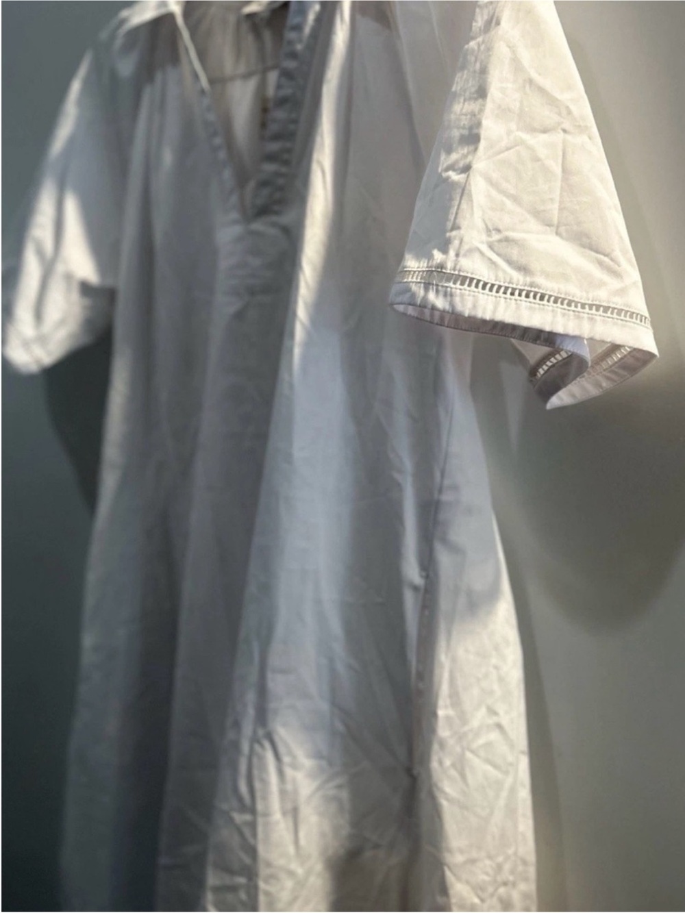 MADEWELL Women’s Poplin Split-Neck Midi Shirtdress White | M | $148 - Picture 3 of 5